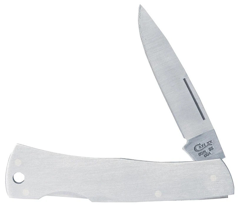 Brushed Stainless Steel Executive Lockback with Lanyard Hole (00004)