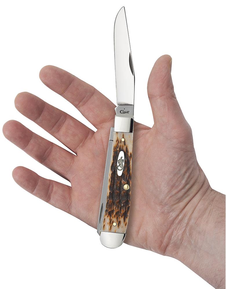Peach Seed Jig Amber Bone Trapper (00164) (Case)