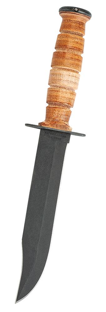Grooved Leather USMC® Knife with Leather Sheath (00334)