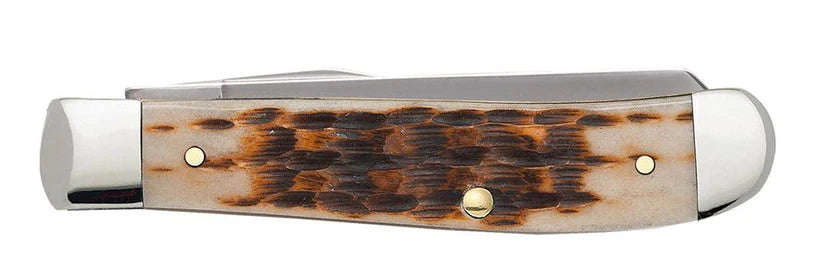 Peach Seed Jig Amber Bone Mini Trapper (00013)