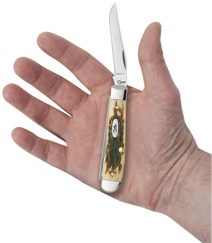 Peach Seed Jig Amber Bone Mini Trapper (00013)