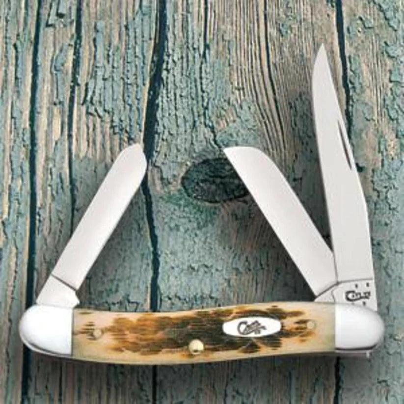 Peach Seed Jig Amber Bone Medium Stockman (00042)