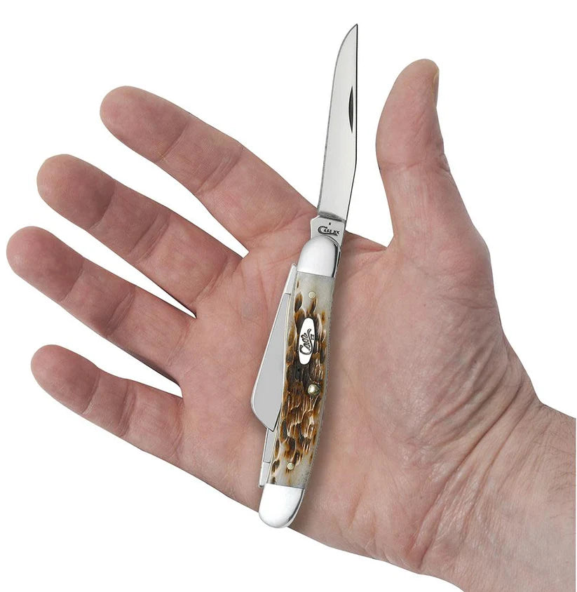 Peach Seed Jig Amber Bone Medium Stockman (00042)