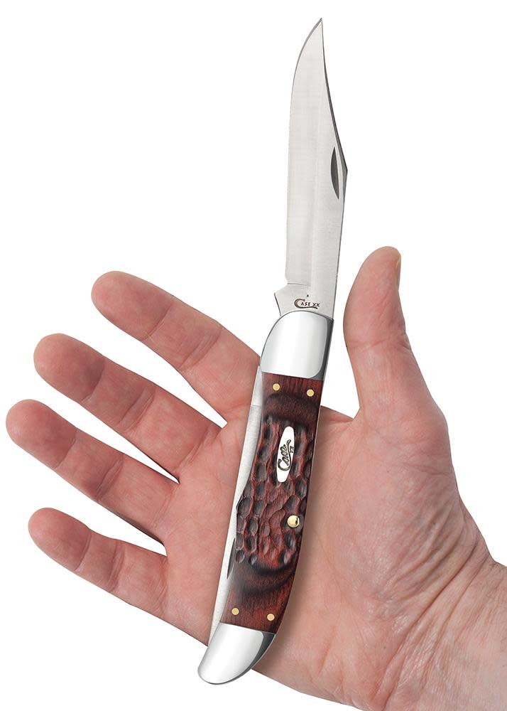 Jigged Dymalux® Rosewood Folding Hunter with Leather Sheath (00189)