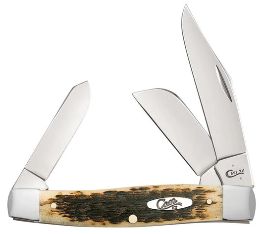 Peach Seed Jig Amber Bone CS Large Stockman (00204)